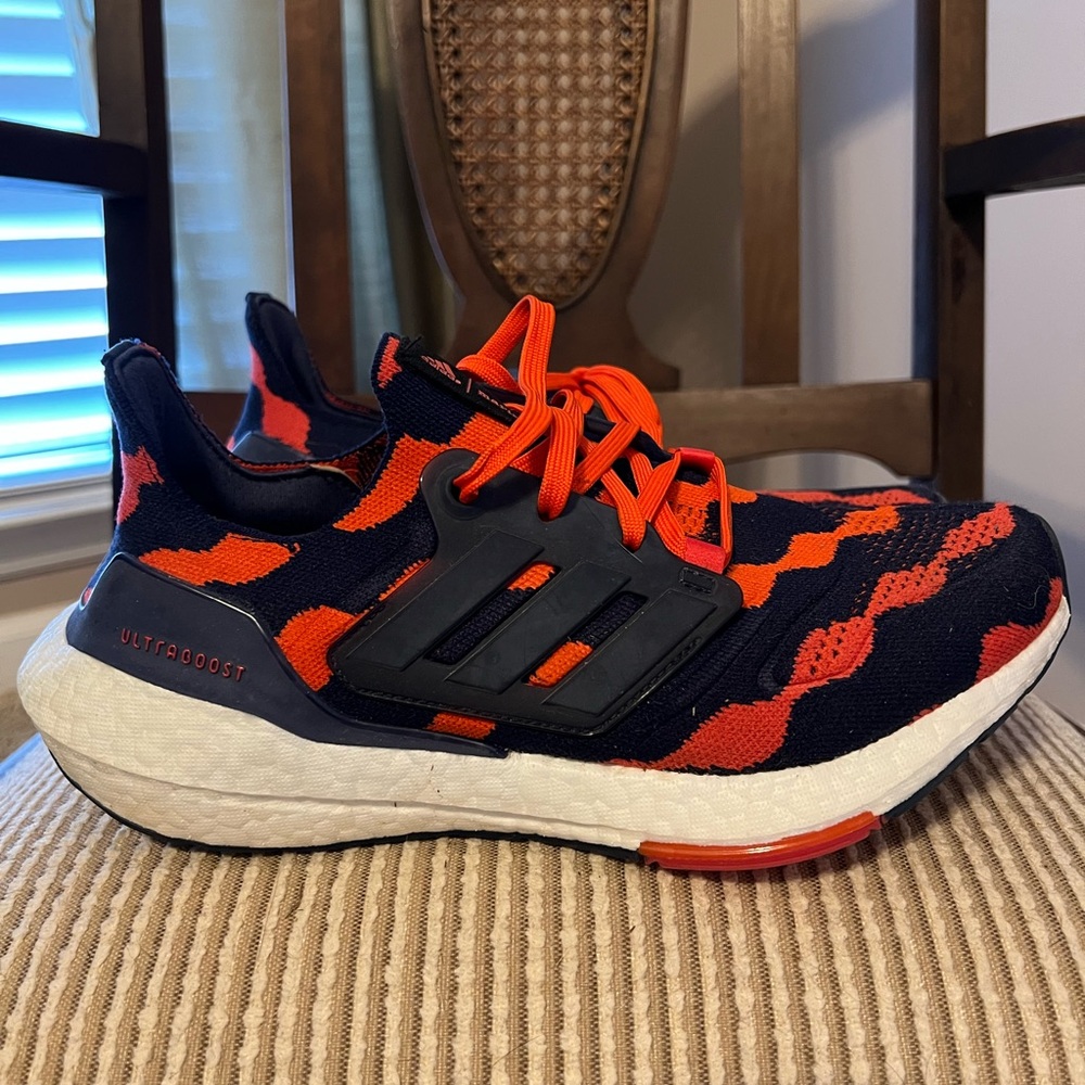 adidas Ultraboost Women's Navy and Bright Orange Knit Running Shoes